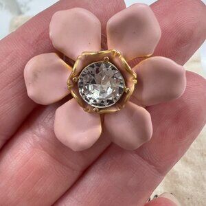 J.Crew Floral Statement Stud Earrings Light Pink with Center Stone